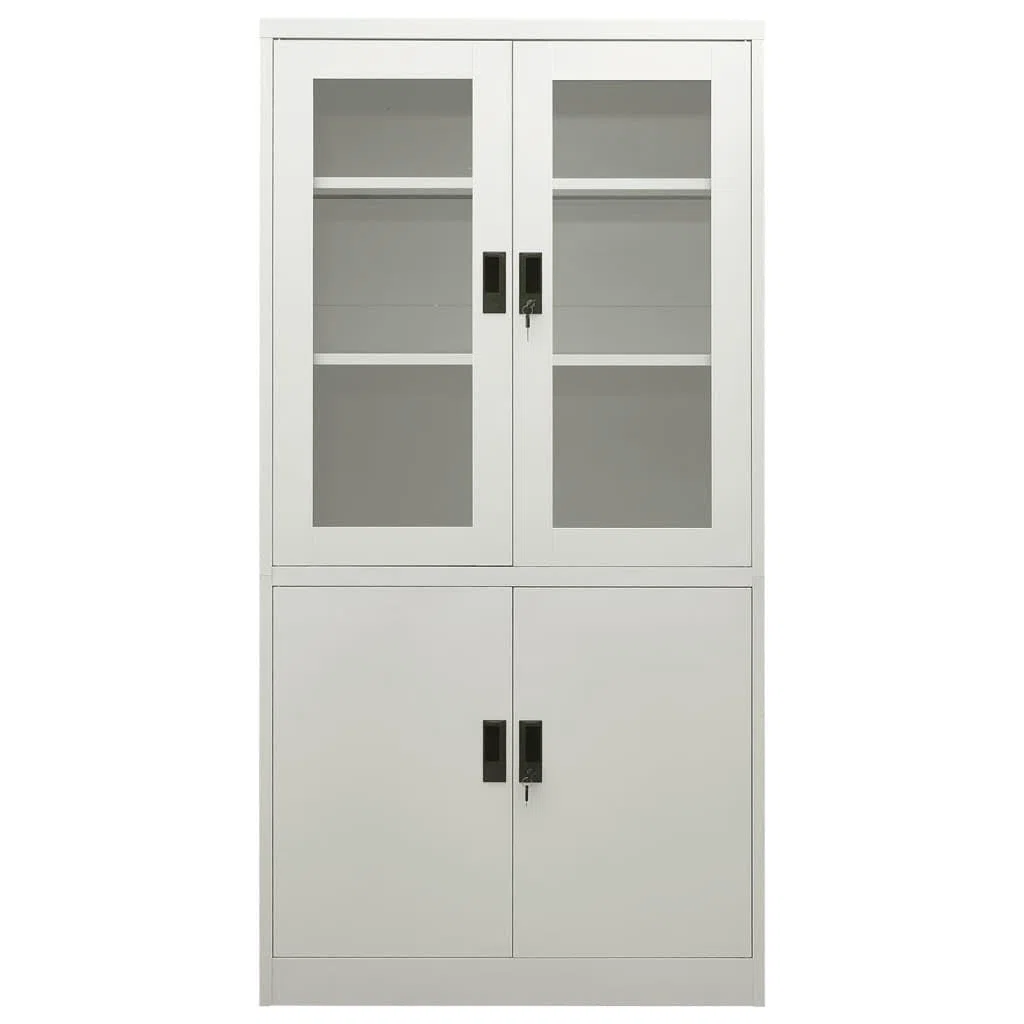 Armoires, buffets, armoires avec portes et étagères, armoire de bureau, gris clair, 90 x 40 x 180 cm, acier