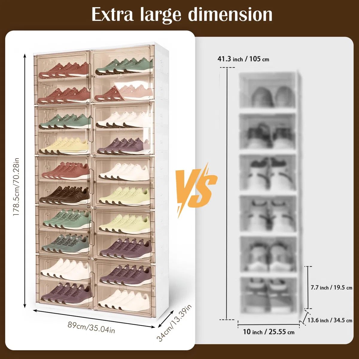 Étagère à chaussures pliable à 10 niveaux, capacité de 40 paires avec porte magnétique transparente, boîte de rangement peu encombrante pour entrée et salon, solution de rangement pliable pour