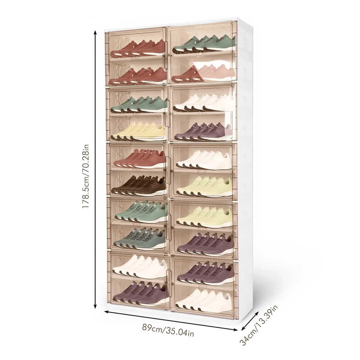 Étagère à chaussures pliable à 10 niveaux, capacité de 40 paires avec porte magnétique transparente, boîte de rangement peu encombrante pour entrée et salon, solution de rangement pliable pour