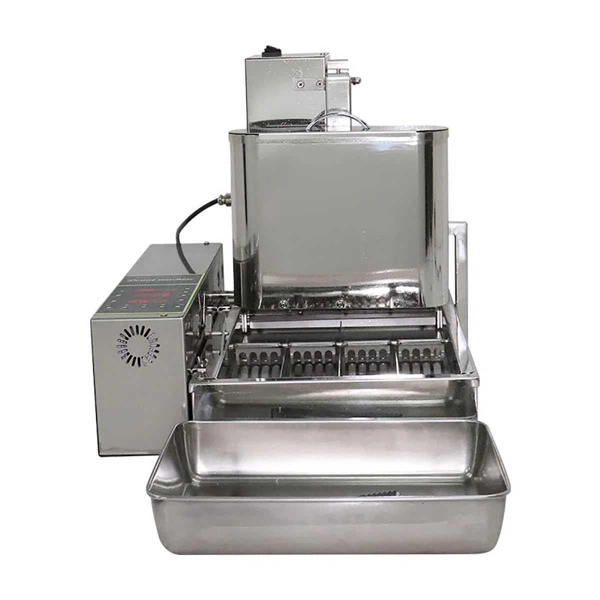 Friteuse à beignets automatique professionnelle, à 4 rangées avec trémie de 5,5 l, panneau de commande intelligent, épaisseur réglable, acier inoxydable 304