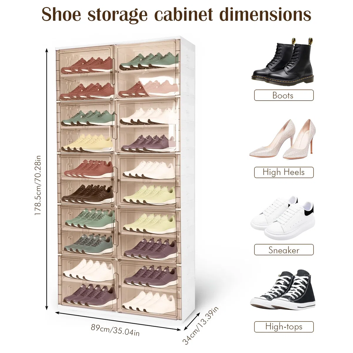 Étagère à chaussures pliable à 10 niveaux, capacité de 40 paires avec porte magnétique transparente, boîte de rangement peu encombrante pour entrée et salon, solution de rangement pliable pour