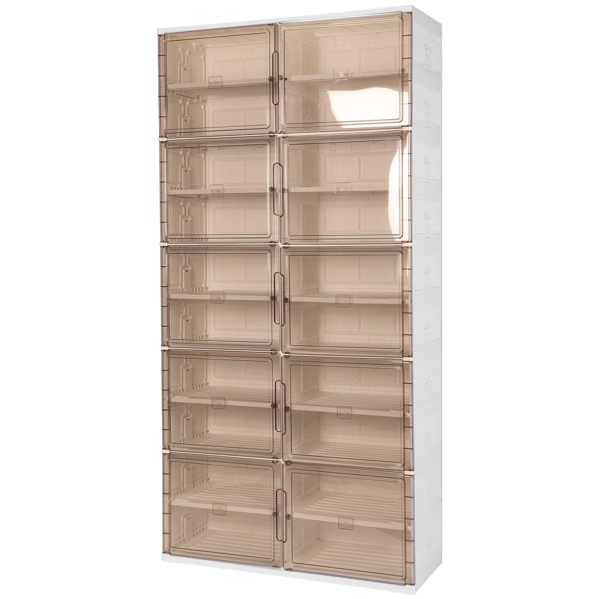 Étagère à chaussures pliable à 10 niveaux, capacité de 40 paires avec porte magnétique transparente, boîte de rangement peu encombrante pour entrée et salon, solution de rangement pliable pour