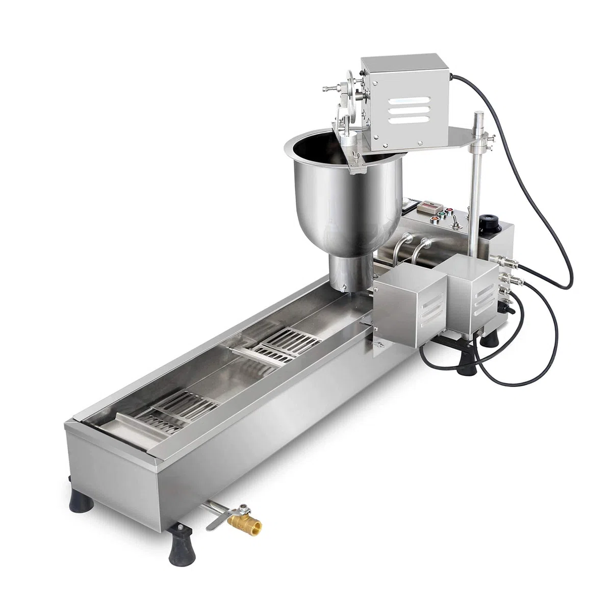 à beignets automatique commerciale, friteuse à beignets à trémie de 7 litres avec 3 moules, acier inoxydable 304, une rangée