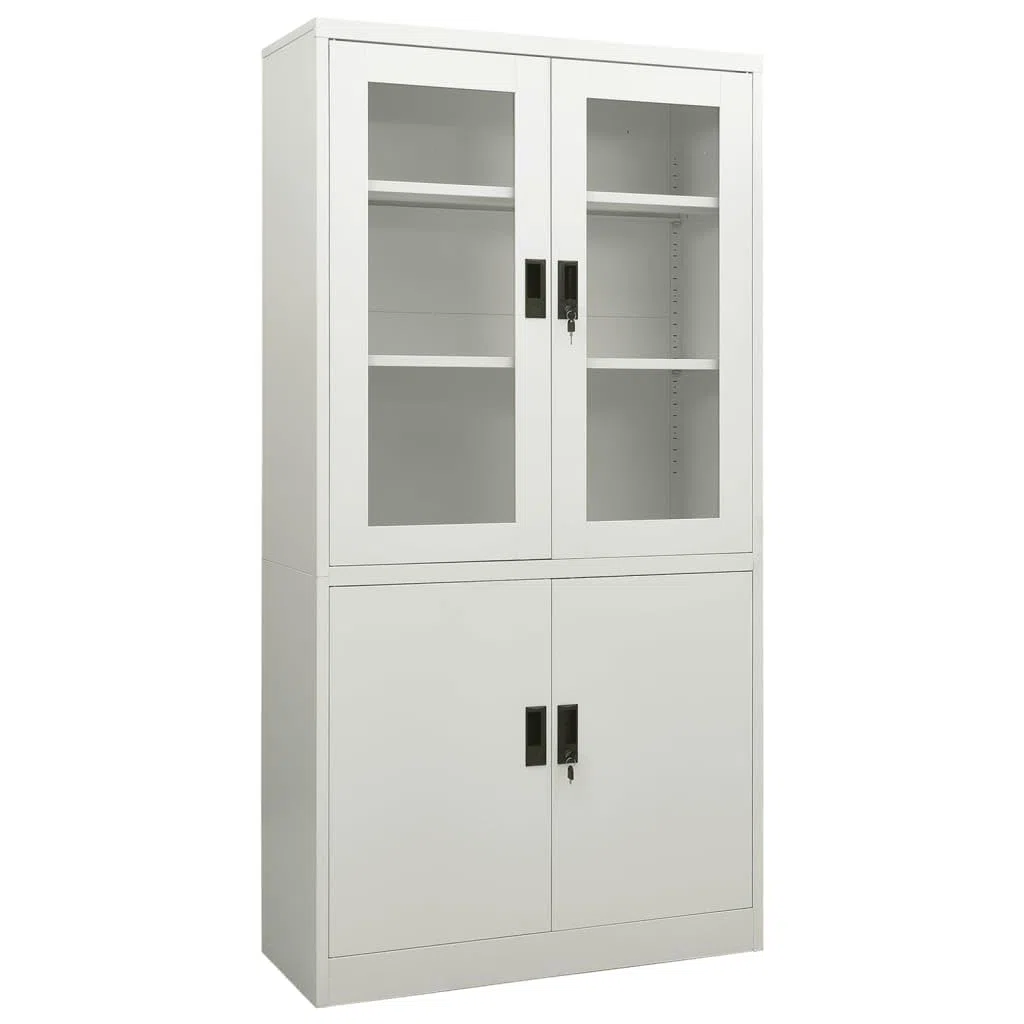 Armoires, buffets, armoires avec portes et étagères, armoire de bureau, gris clair, 90 x 40 x 180 cm, acier