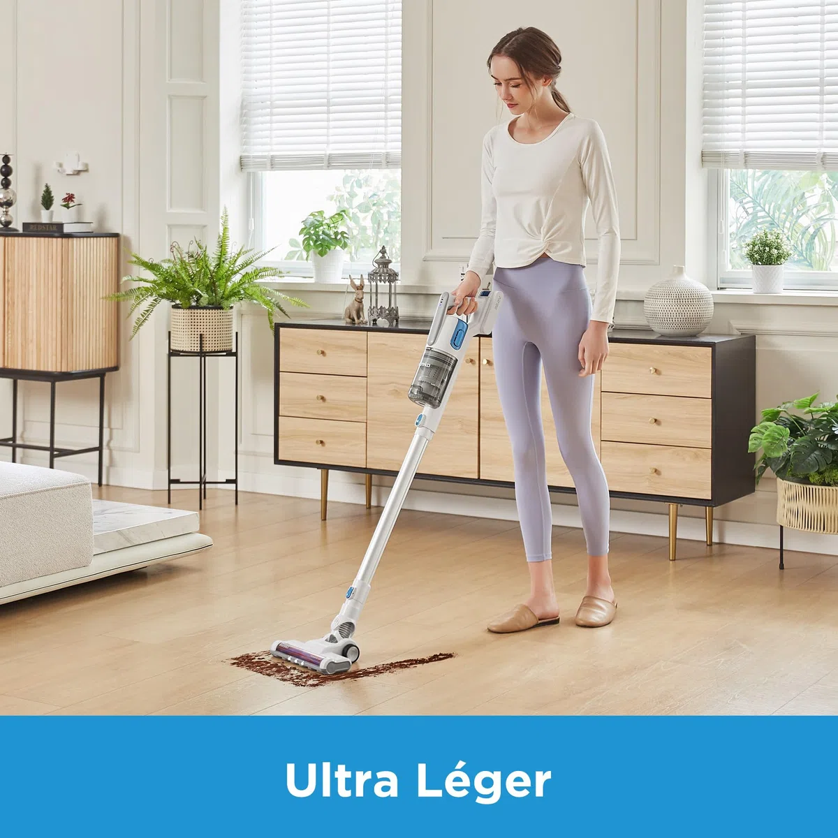 EUREKA BR5 Slim Aspirateur sans Fil Léger Silencieux, 2 en 1 Aspirateur à Main, Aspirateur Balai Voiture Puissant Compact de 250W avec Batterie Amovible Brosse pour Sols Durs Tapis Poils d'animaux