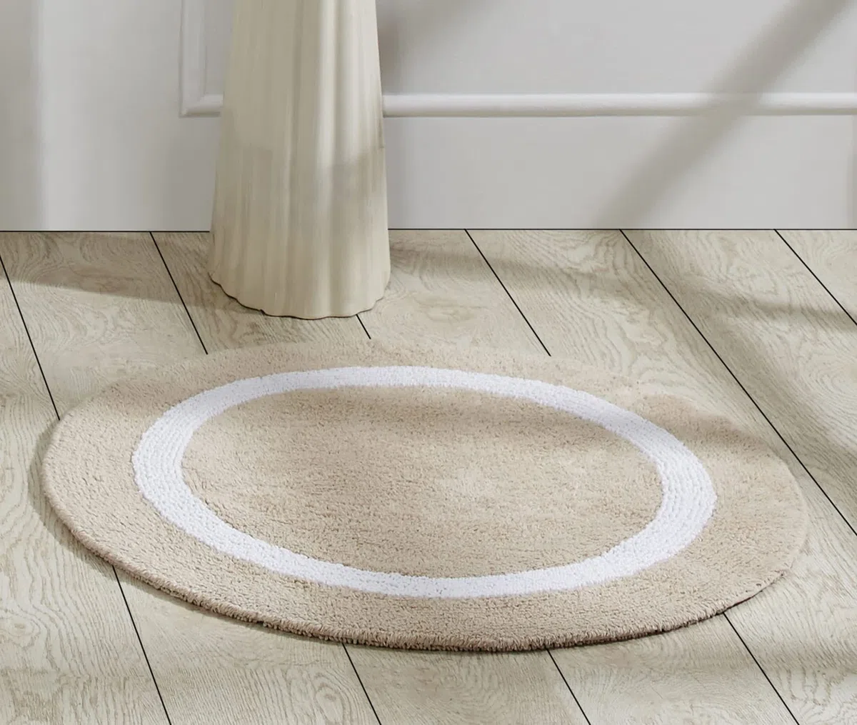 Meilleures Tendances/Pan d'outre-mer Meilleures Tendances Hotel Collection 2 Tapis de Bain, Sable/Blanc, 76,2 cm Round