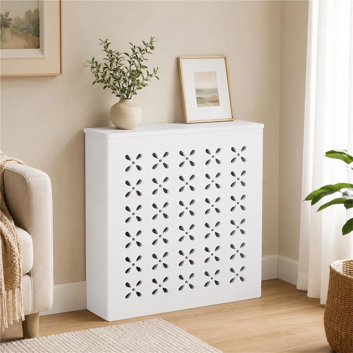 Cache Radiateur Design Console Radiateur Blanche Meuble Chauffage Décoratif