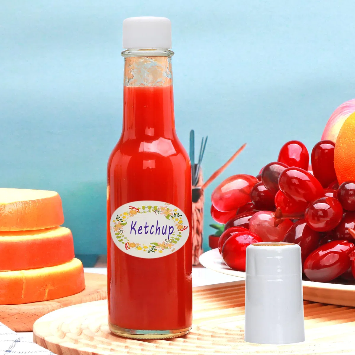 Woozy Lot de 35 bouteilles de sauce chaude en verre avec couvercle blanc, couvercle à vis anti-fuite, pour huile, vodka, sauce, ketchup, tabasco, miel, 150 ml