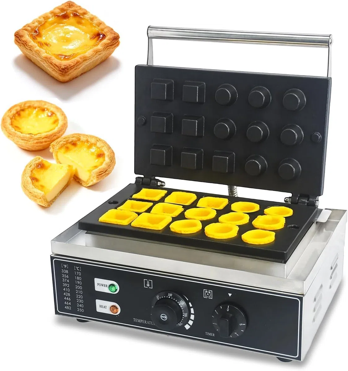 à tartelettes aux œufs professionnelle de 1550 W, 15 cavités