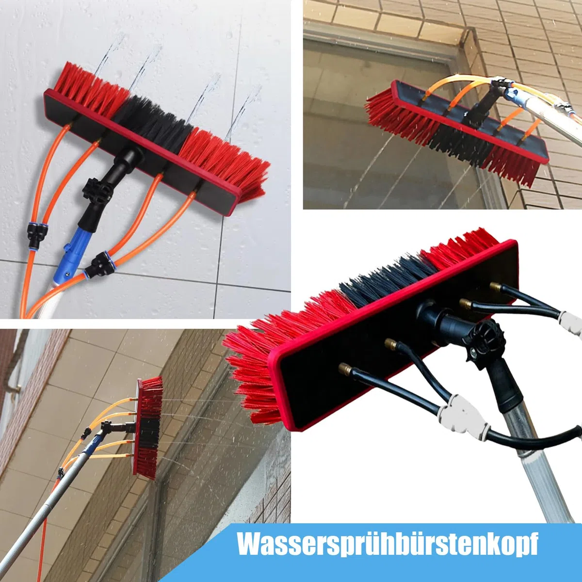 Brosse de lavage télescopique de 11 m avec tête de brosse de 35 cm, idéale pour le nettoyage des panneaux solaires et des fenêtres, système télescopique alimenté à l'eau, facile à utiliser, solution