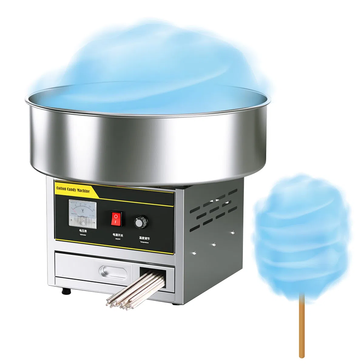 FAXIOAWA Machine à Barbe à Papa 1200 W, Machine à Barbe à Papa de comptoir, Machine à Barbe à Papa Commerciale, CE/FCC/CCC/PSE (Argent)