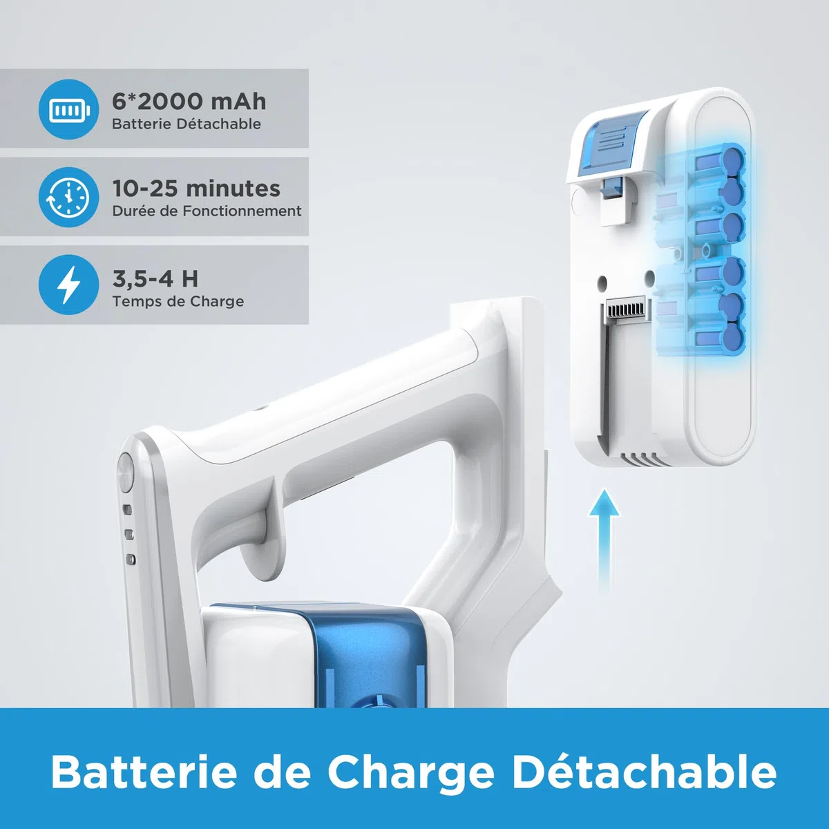 EUREKA BR5 Slim Aspirateur sans Fil Léger Silencieux, 2 en 1 Aspirateur à Main, Aspirateur Balai Voiture Puissant Compact de 250W avec Batterie Amovible Brosse pour Sols Durs Tapis Poils d'animaux