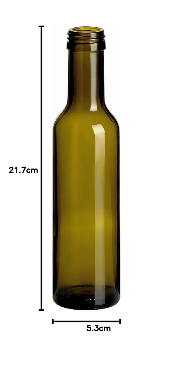 gouveo Lot de 12 bouteilles en verre 250 ml César Antique avec bouchon à vis argenté - Bouteille vide 0,25 l avec couvercle pour liqueur, huile, vinaigre - Bouteille colorée à remplir (CAF250S)