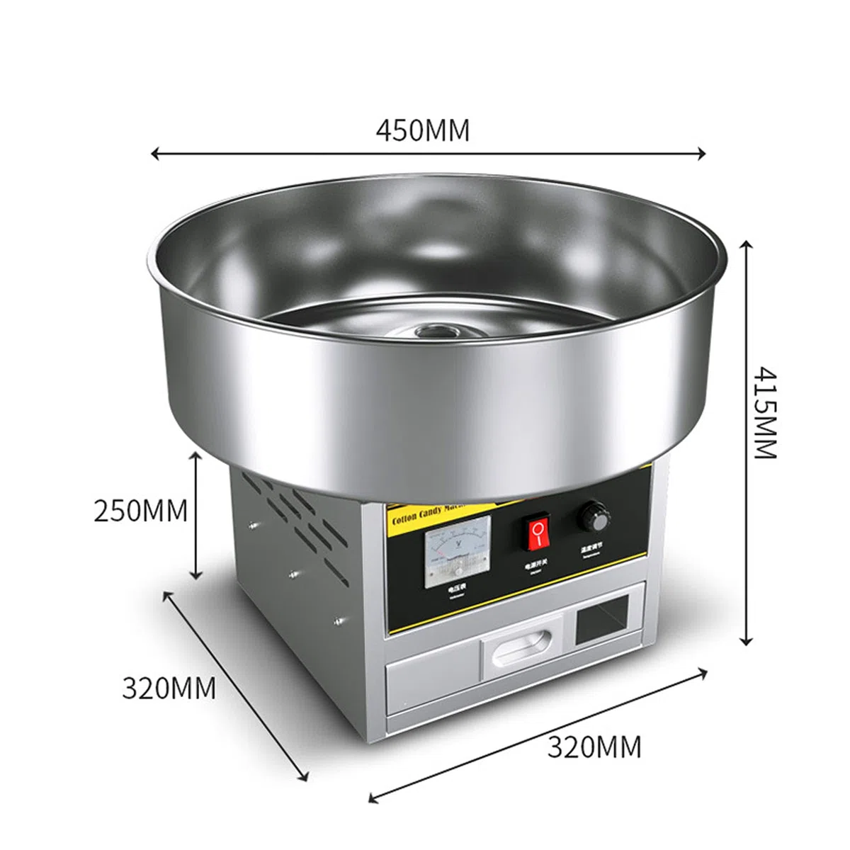 FAXIOAWA Machine à Barbe à Papa 1200 W, Machine à Barbe à Papa de comptoir, Machine à Barbe à Papa Commerciale, CE/FCC/CCC/PSE (Argent)