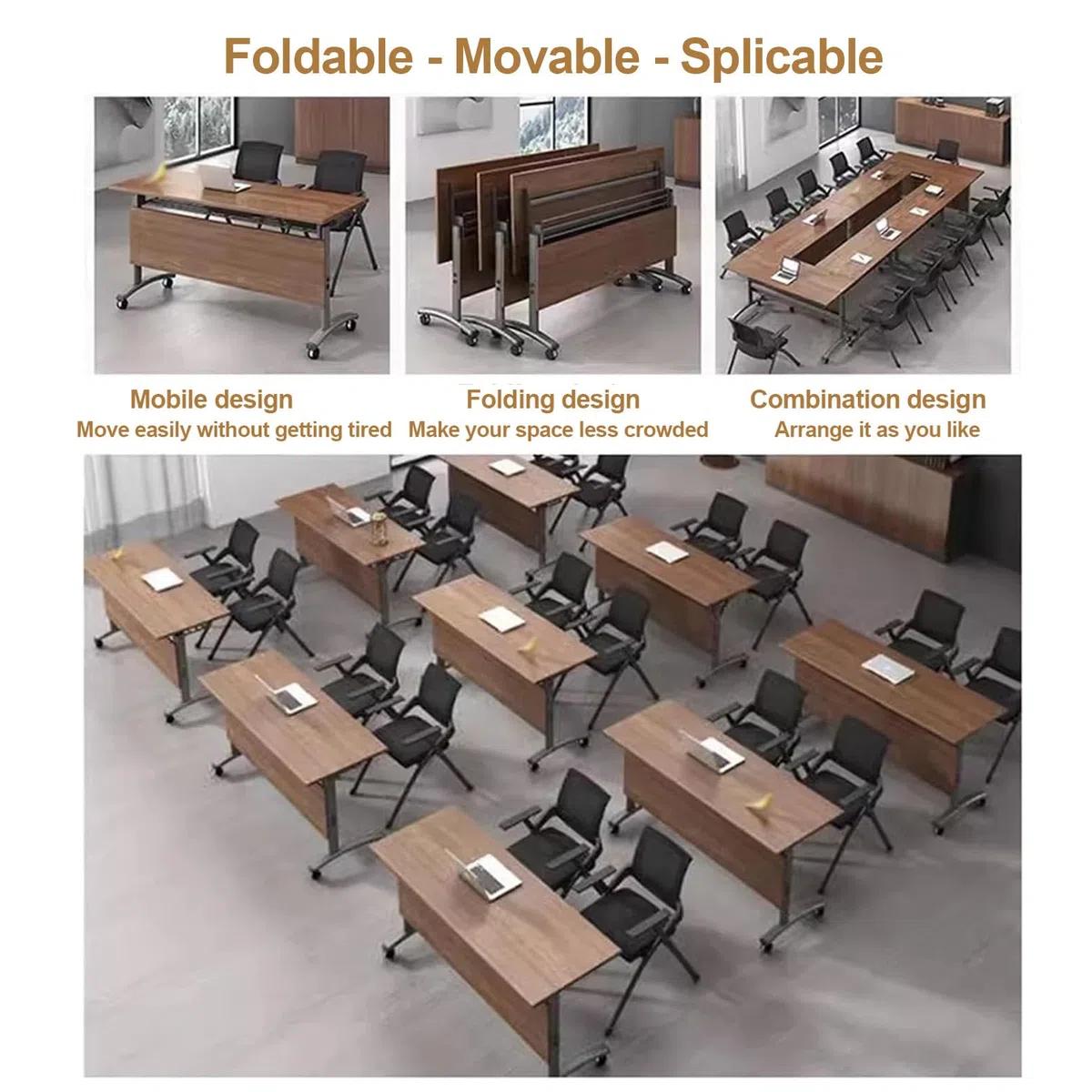 Table de conférence Pliante Mobile équipée de roulettes - Idéale pour Les Formations, séminaires et salles de réunion, 140 x 50 x 75 cm / 55 x 20 x 29,5 Pouces