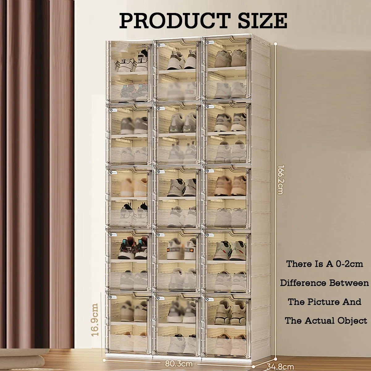 Étagère à chaussures pliable à 10 niveaux avec boîtes transparentes – Design peu encombrant, assemblage facile, parfait pour les solutions de rangement d'entrée et de chambre à coucher
