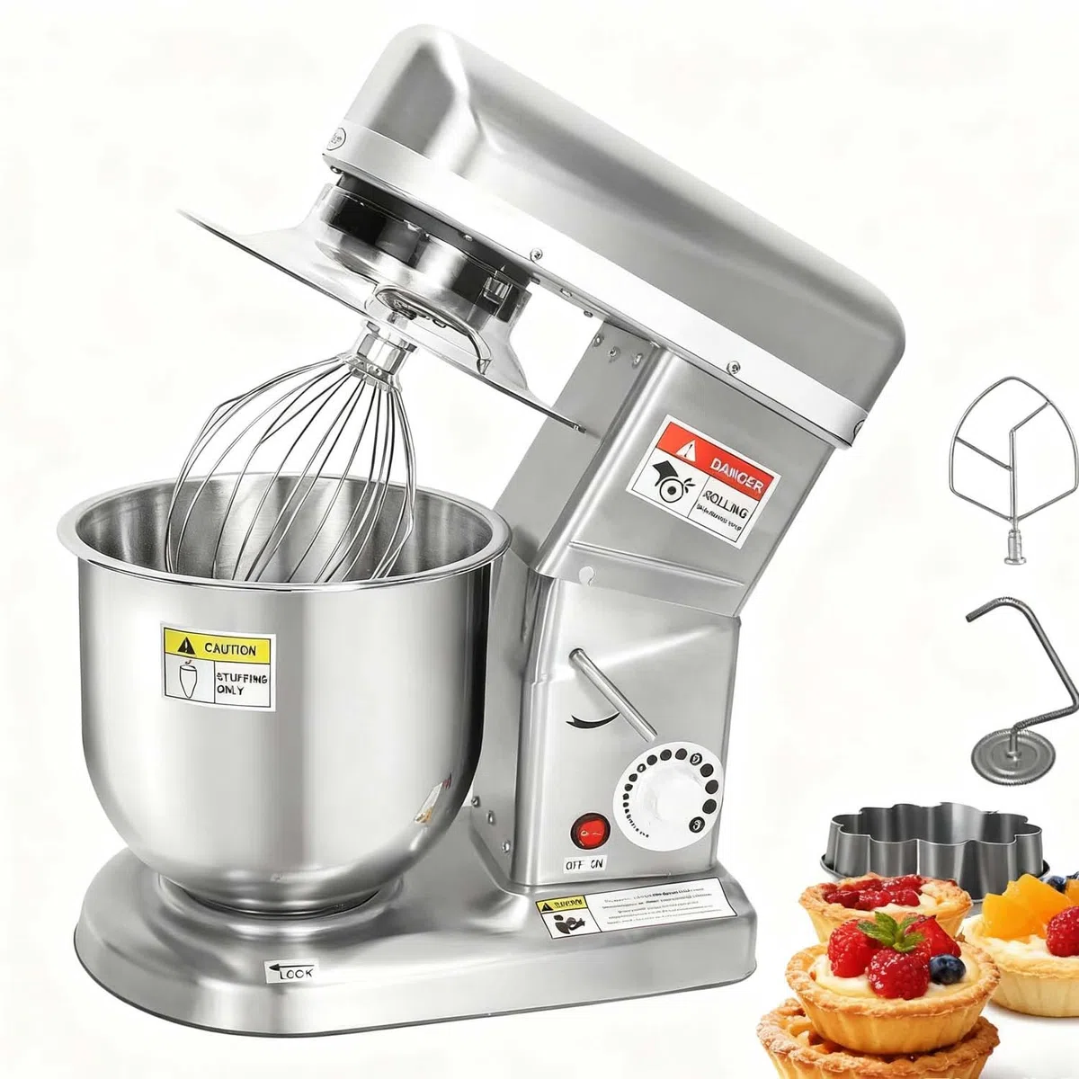 Mélangeur Alimentaire Cuisine, Système Mélange Pâte Robust. Bol Acier Inoxydable Et Options 3 Vitesses, Adapté À Usage Restaurant Et Applications Boulangerie Maison.(5L/4.5qt)