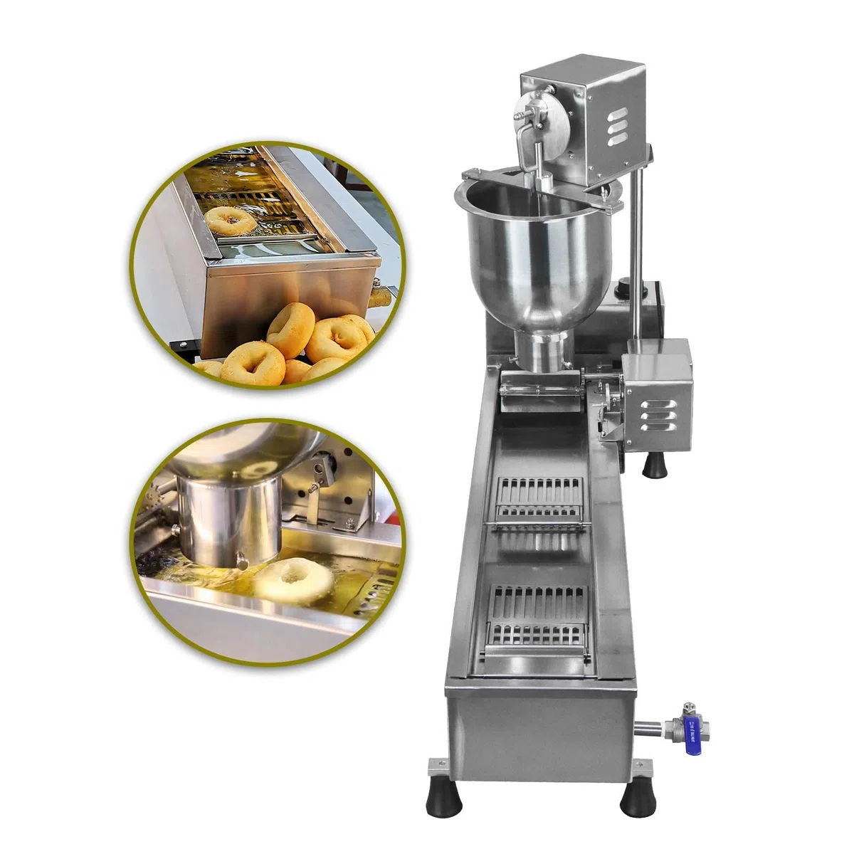 à beignets automatique commerciale, friteuse à beignets à trémie de 7 litres avec 3 moules, acier inoxydable 304, une rangée