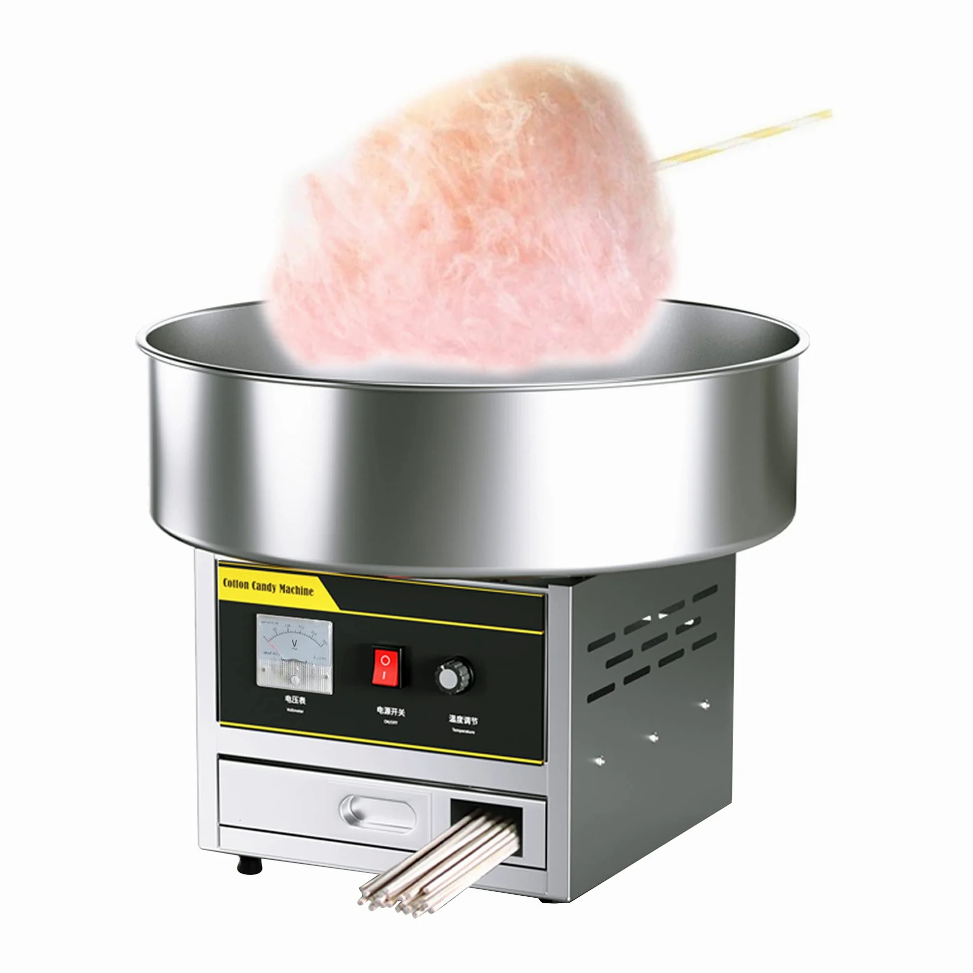 FAXIOAWA Machine à Barbe à Papa 1200 W, Machine à Barbe à Papa de comptoir, Machine à Barbe à Papa Commerciale, CE/FCC/CCC/PSE (Argent)