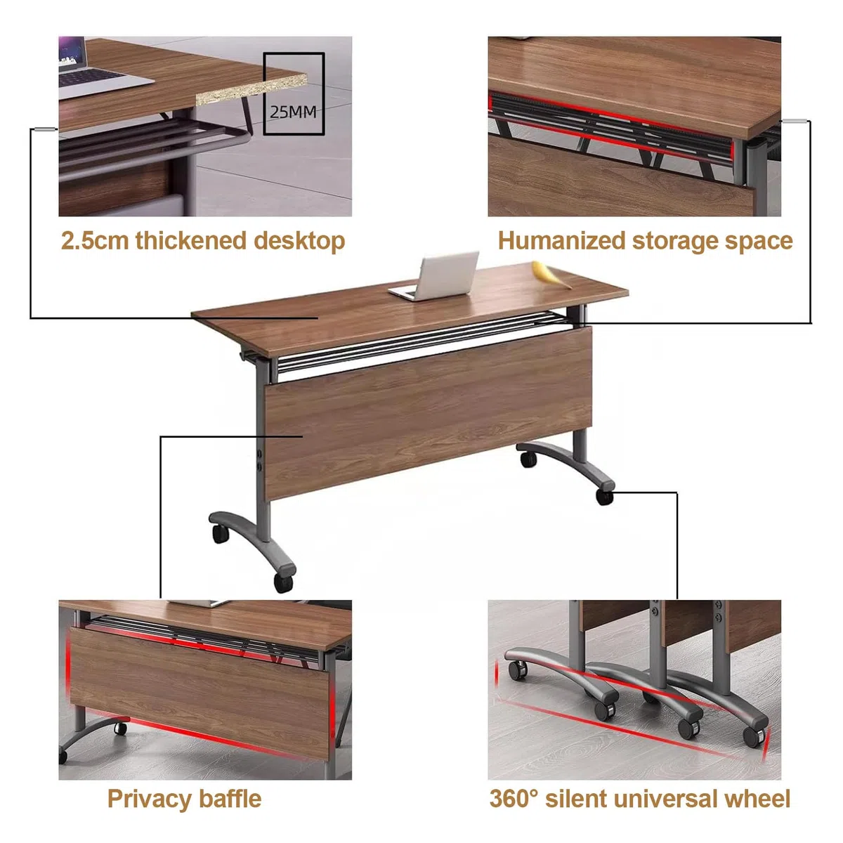 Table de conférence Pliante Mobile équipée de roulettes - Idéale pour Les Formations, séminaires et salles de réunion, 140 x 50 x 75 cm / 55 x 20 x 29,5 Pouces