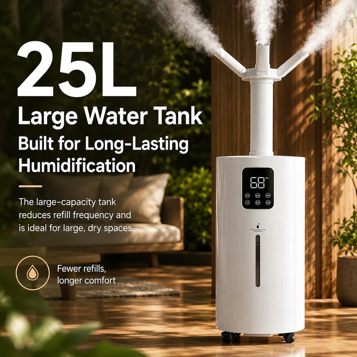 Humidificateur D'air Commercial 25L Pour Grande Pièce Et Les Plantes