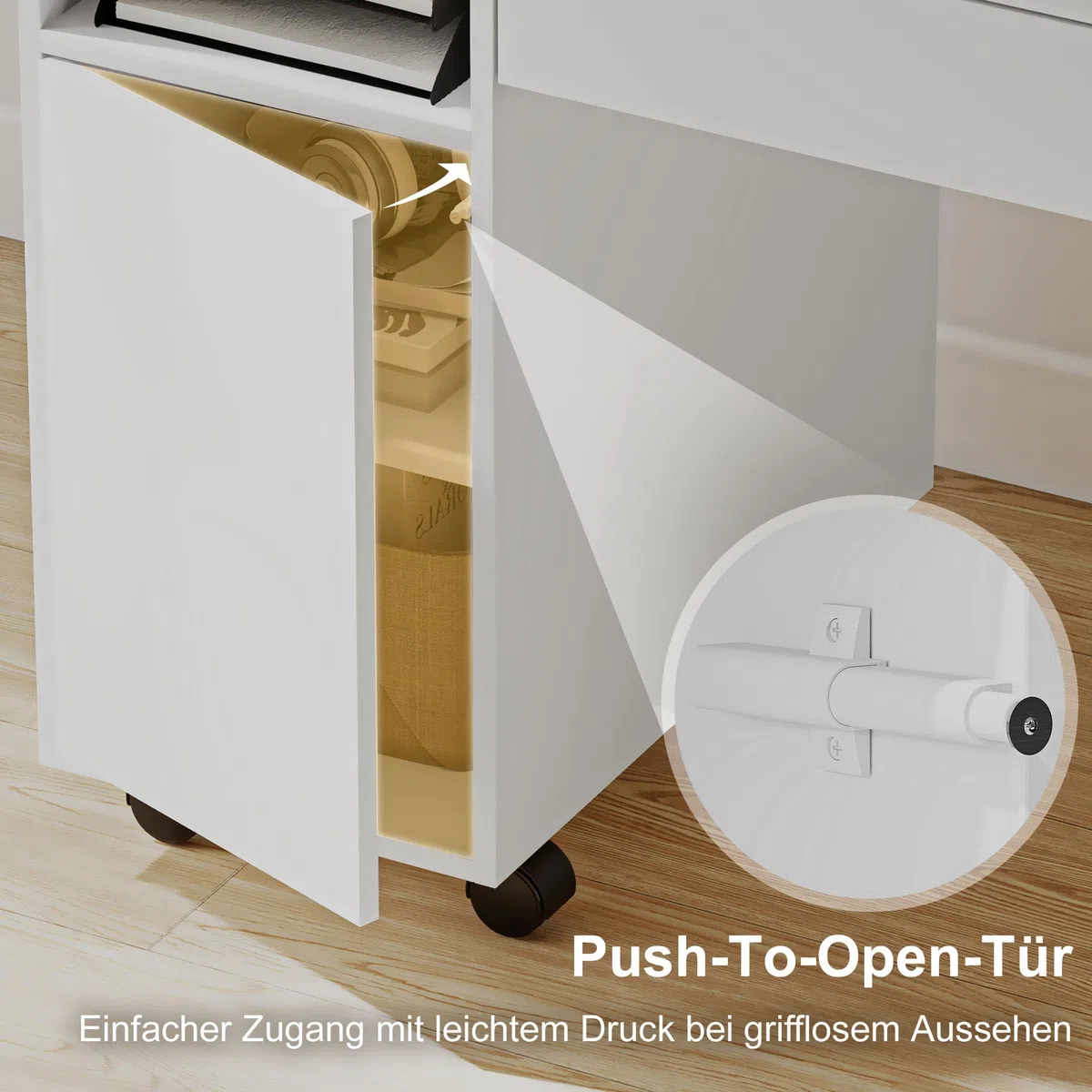 HOMCOM Bureau sur roulettes avec tiroir 140x53x75 cm Blanc