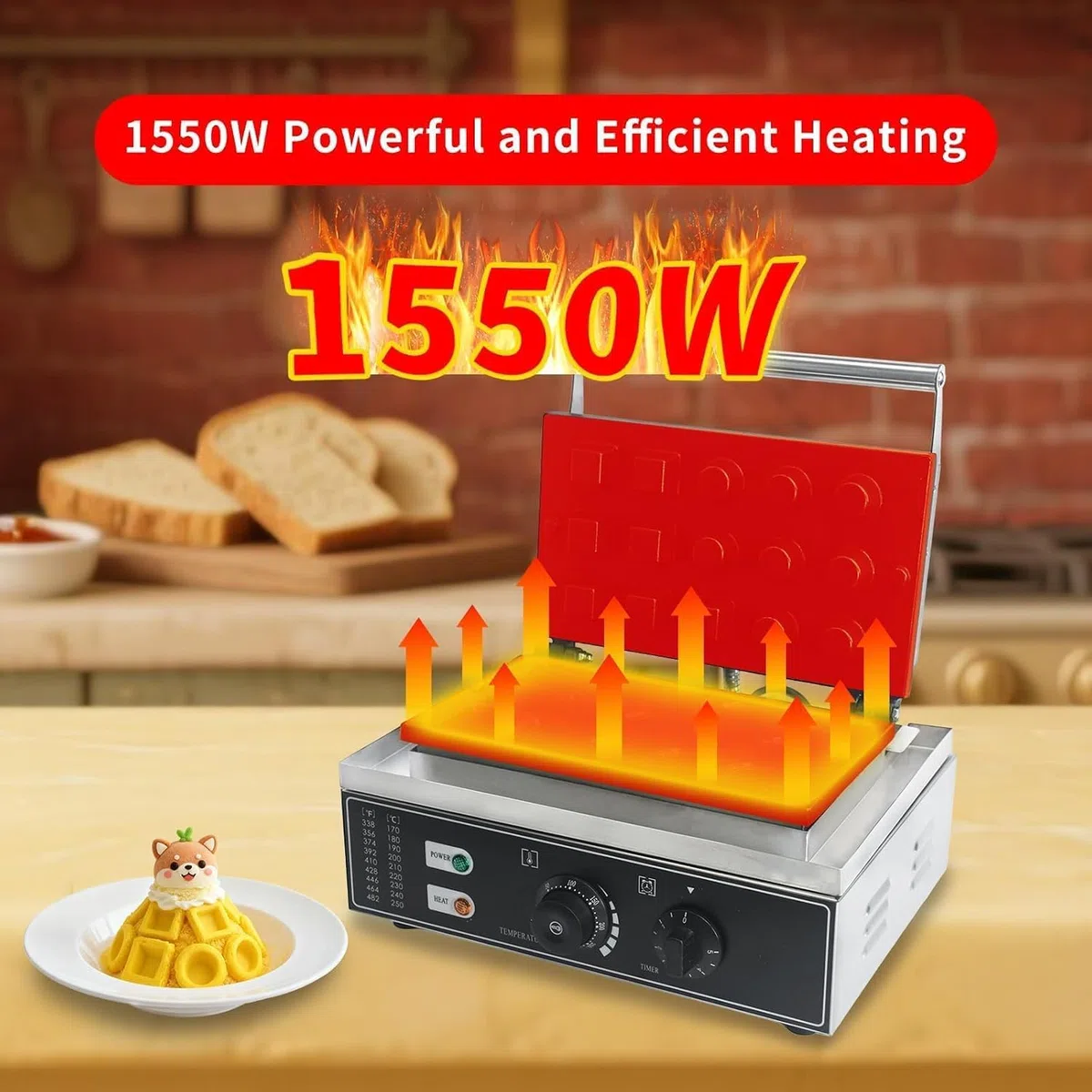 à tartelettes aux œufs professionnelle de 1550 W, 15 cavités