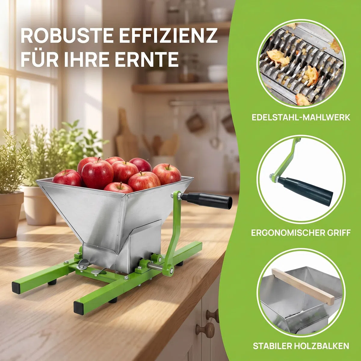 UISEBRT Moulin à fruits, presse-pomme et 18 l - Presse-fruits mécanique avec chiffon de pressage - 7 l