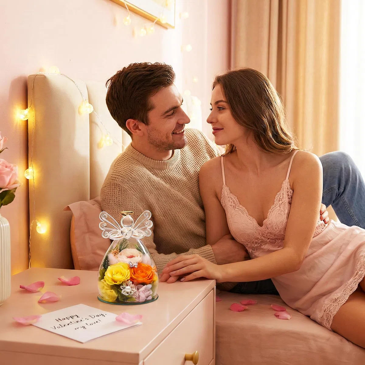 Forever Angel Roses - Cadeau de Saint-Valentin pour femme, maman, épouse, grand-mère - Fleurs éternelles en verre - Fleurs d'ange pour livraison Prime | Pour Saint-Valentin, anniversaire