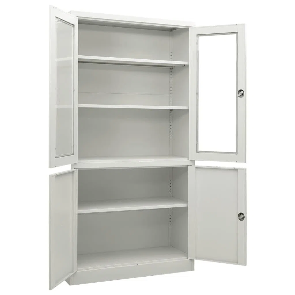 Armoires, buffets, armoires avec portes et étagères, armoire de bureau, gris clair, 90 x 40 x 180 cm, acier